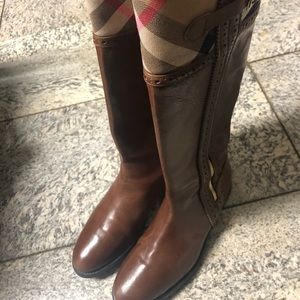 Brown leather burberry boots